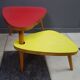 1958 side table unit in red and yellow