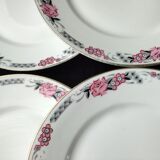 Set de 6 assiettes plates anciennes en porcelaine   Art Déco