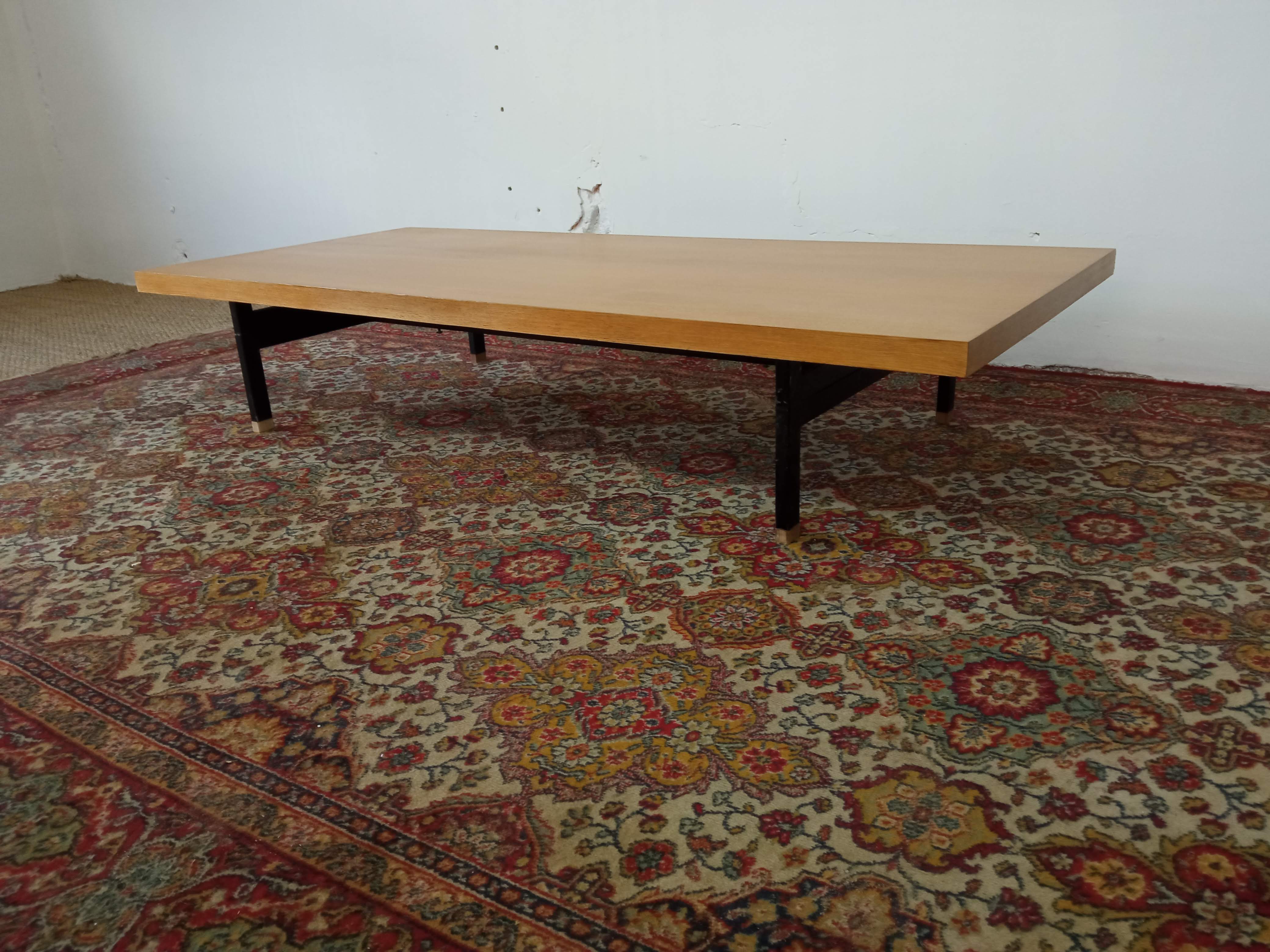 Modernist light wood and metal coffee table 1950