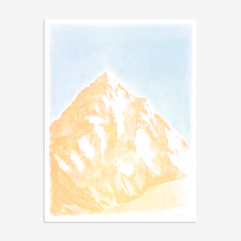 Paysage de montagne "Mont Clément" - Dessin original