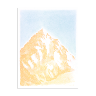Paysage de montagne "Mont Clément" - Dessin original