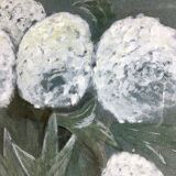 Still life painting with white flowers from the 70s