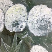 Tableau nature morte aux fleurs blanches années 70