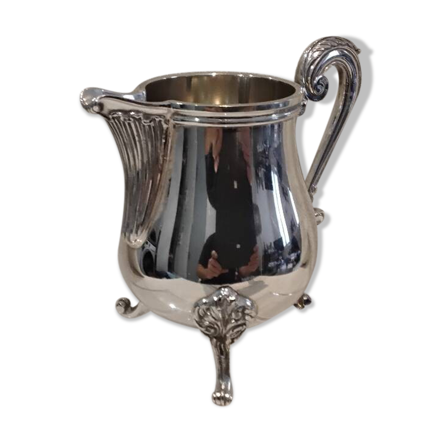 Silver-plated metal milk jug/creamer by Christofle Marly, rocaille style