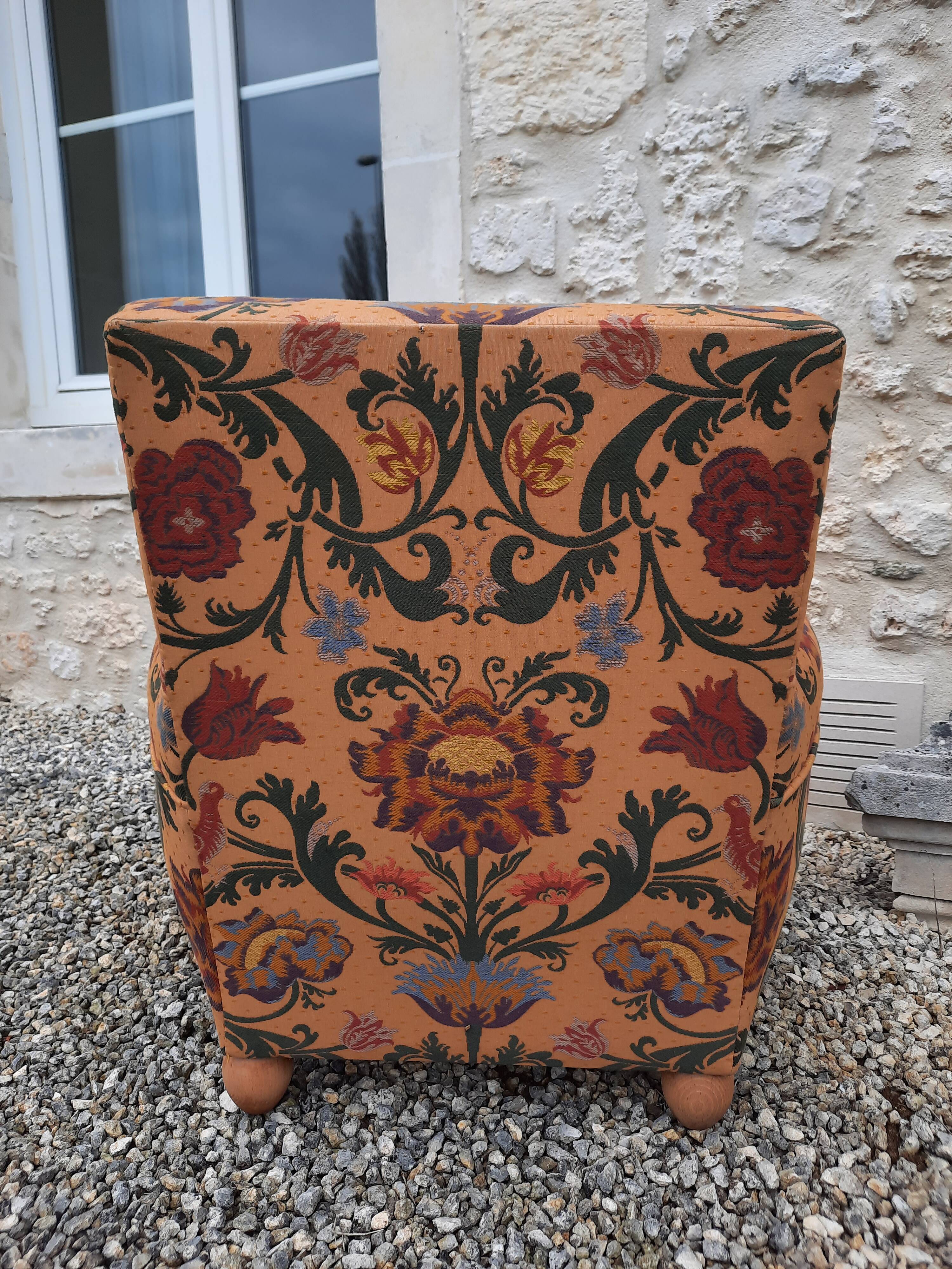 Club armchair fabric floral vintage baroque