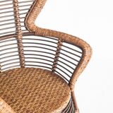 Fauteuil haut vintage en cannage/rotin. France, années 60