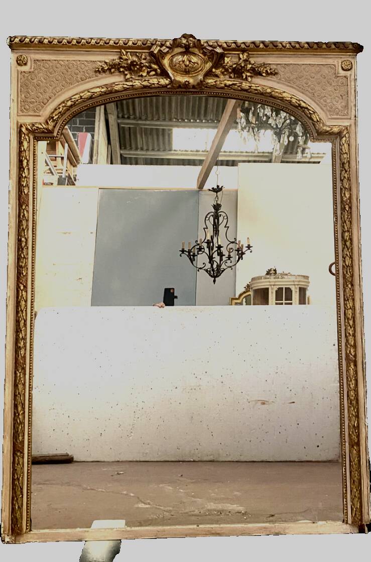 Louis XV style mirror in wood and gilded and patinated stucco 19th century