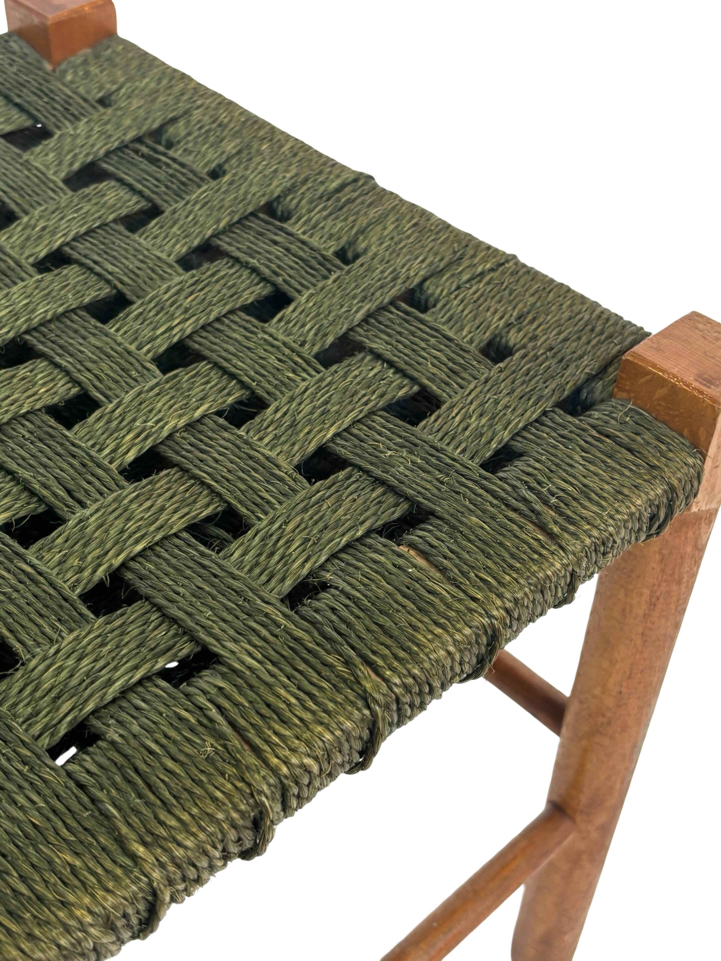 Vintage Stool Danish Papercord Rope Stool Mid Century