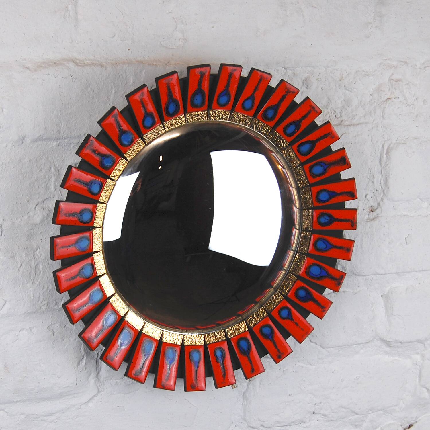 Vintage convex & ceramic sun mirror
