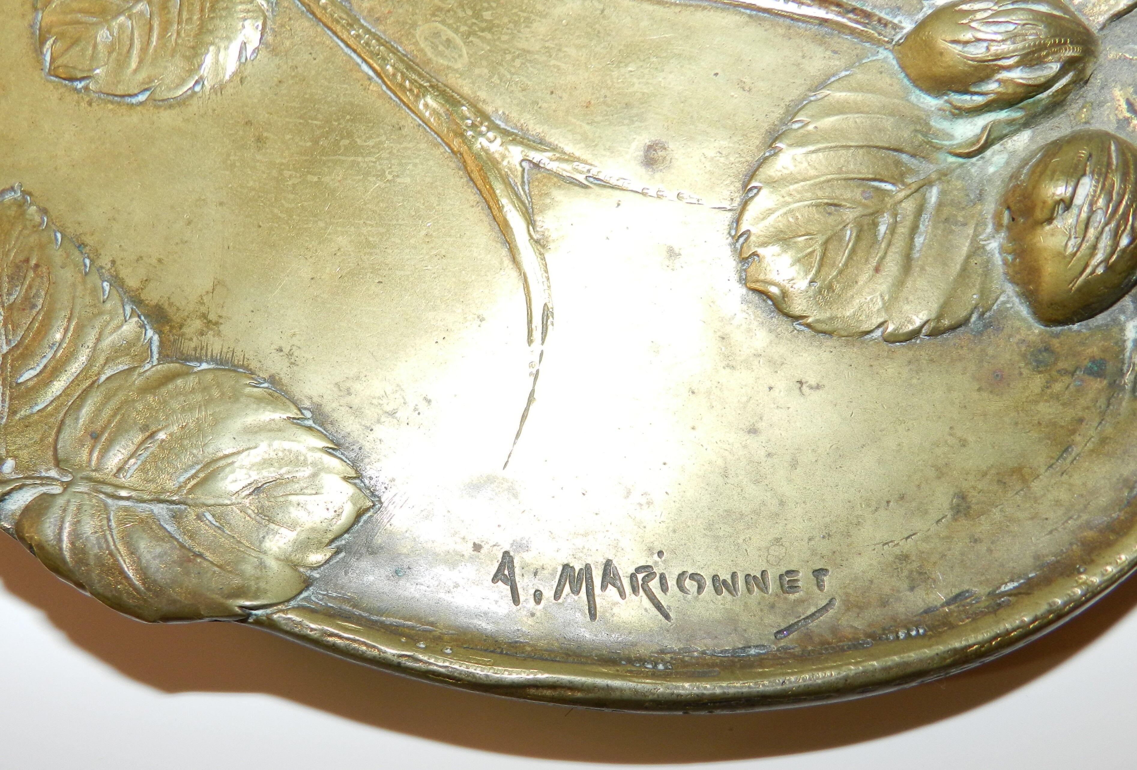 Beautiful empty cut pocket in gilded bronze, signed A Marionnet ( 1852 1910 ), in perfect condition