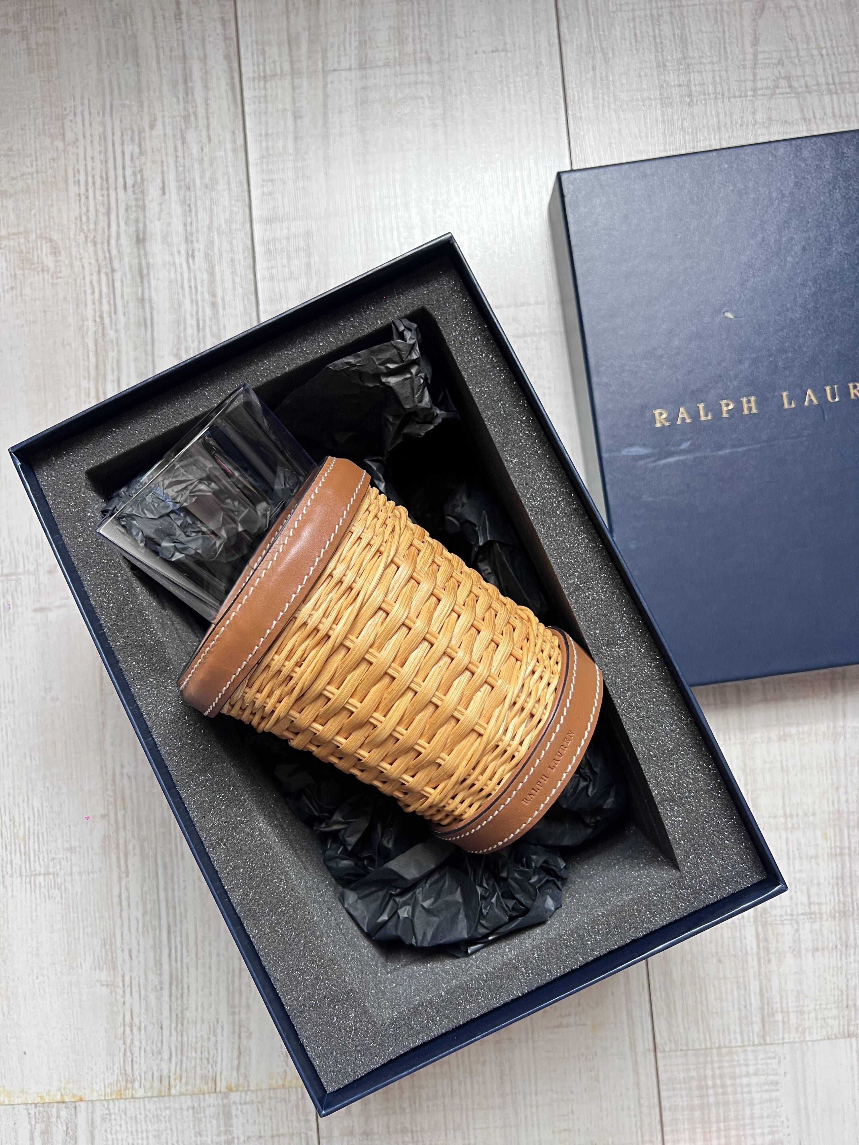 "leather and straw bath cup, ralph lauren home - ref 4701710631"