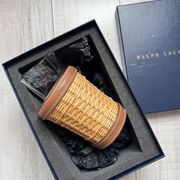 "gobelet de bain en cuir et paille, ralph lauren home - réf 4701710631"