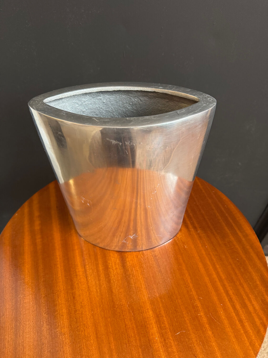 Brushed aluminium vase from the 1980s.