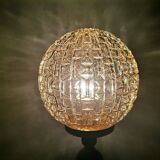 Large wooden table lamp with Glass lampshade