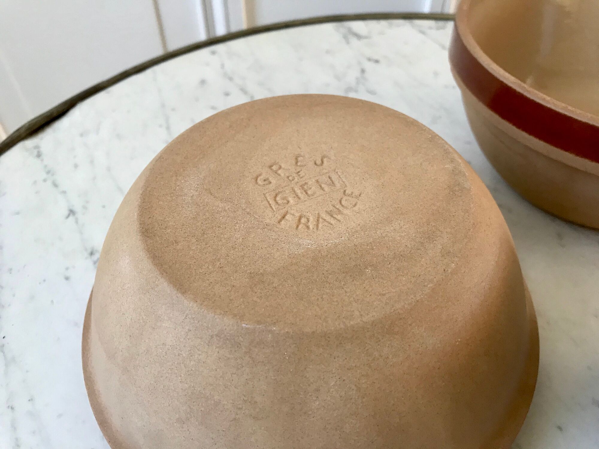 Duos of salad bowls in Gien sandstone 70s made in France