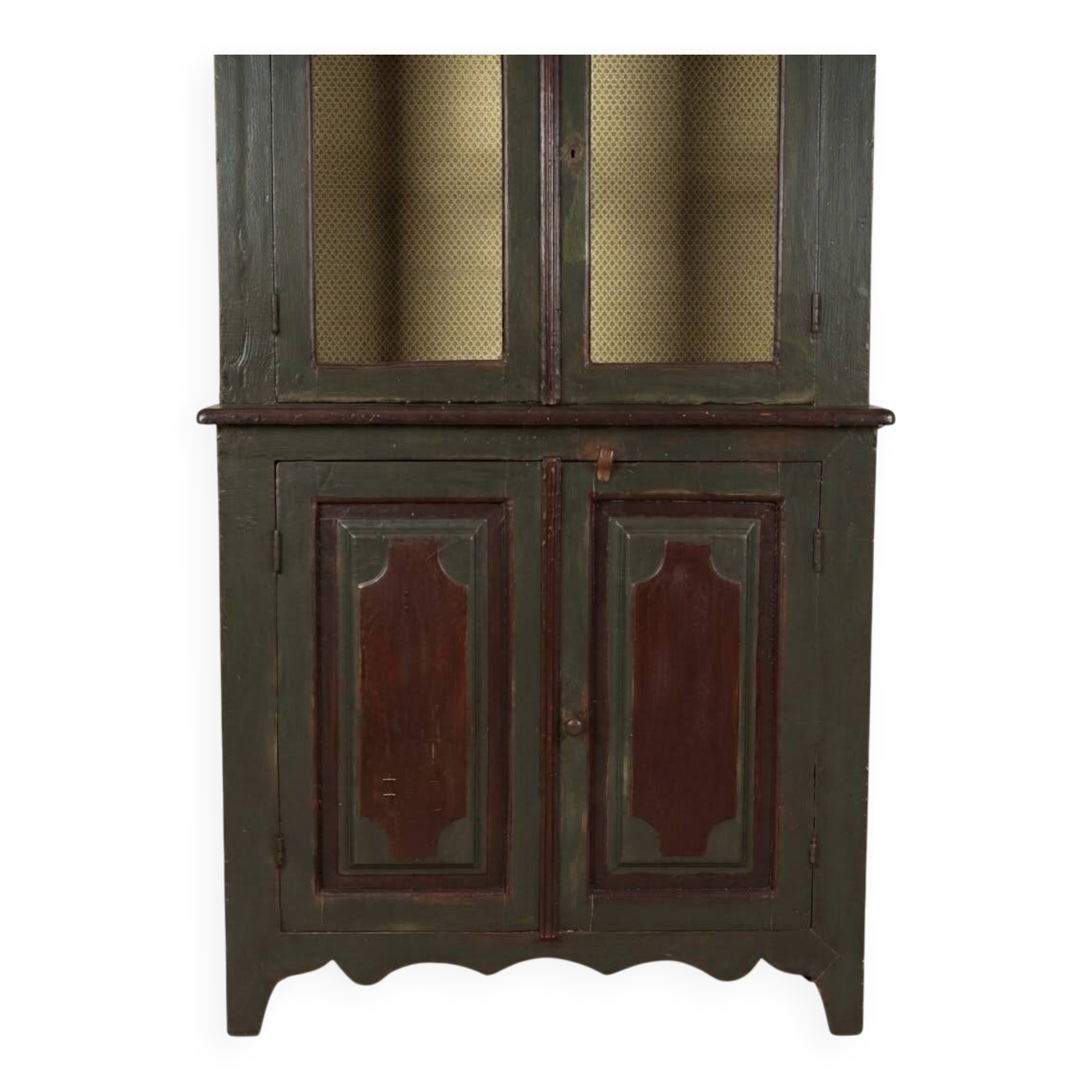 Antique display cabinet in patinated hardwood, 18th-19th century.