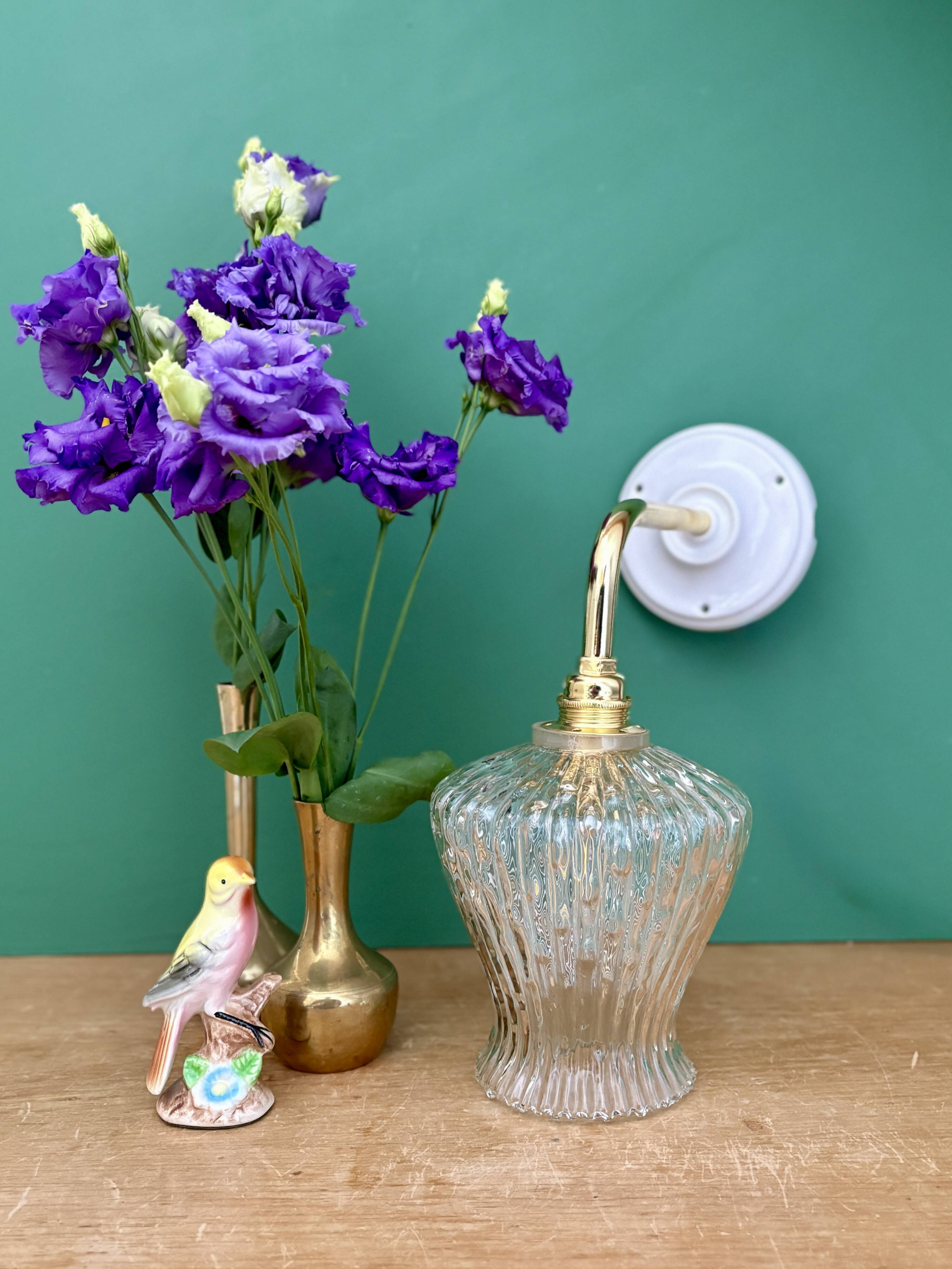 Vintage glass tulip wall light