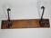 Solid wood and wrought iron wall hook, rustic style, 59 cm