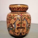 Terracota vase Arno Montopoli Italy 30s decorated with Peacocks