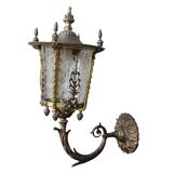 Applique murale vintage française avec lanterne en verre taillé