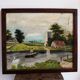 Antique landscape painting / framed oil painting of countryside landscape.
