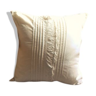 Romantic white old linen cushion