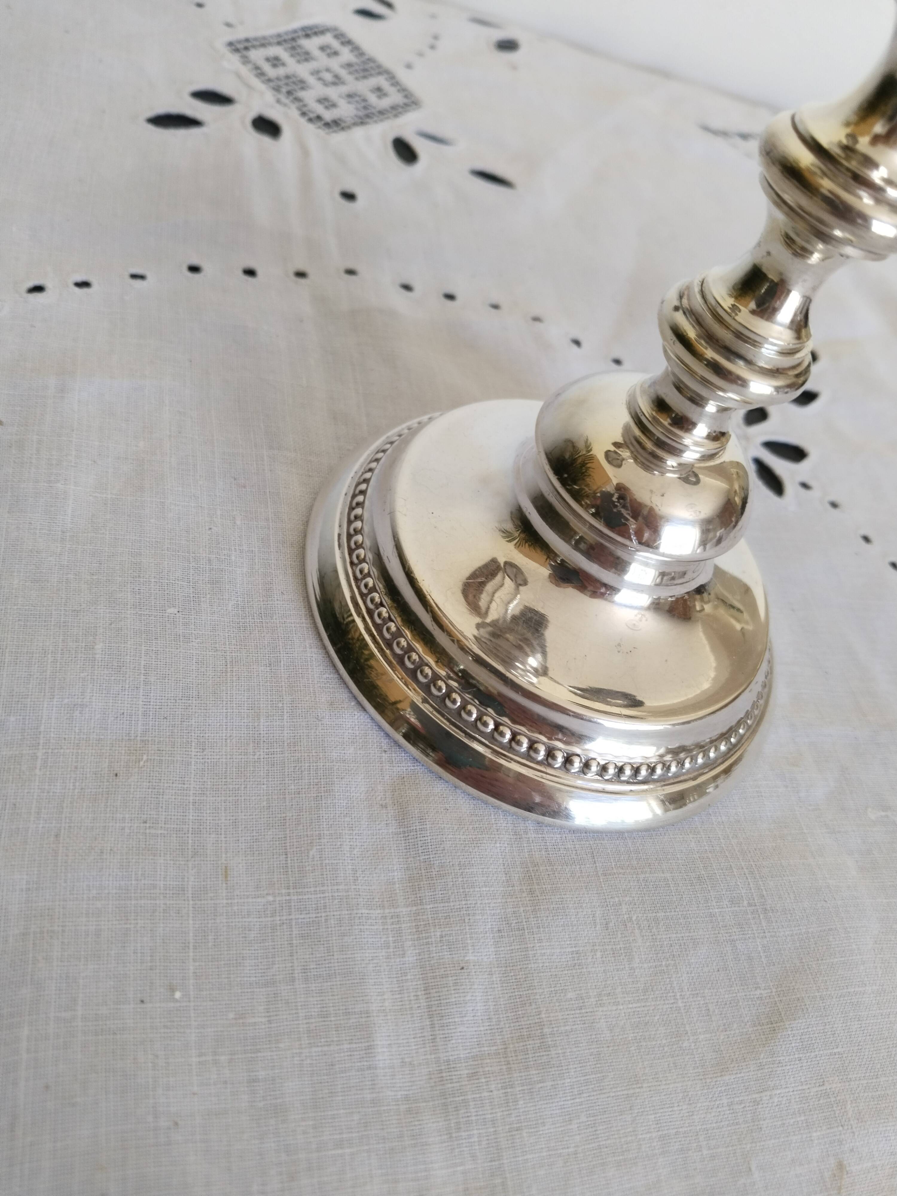 3-branched candle holder in silver metal