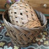 Two matching wicker pot covers
