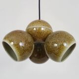 3-light chandelier with glazed sandstone balls. 50s-60s Italy
