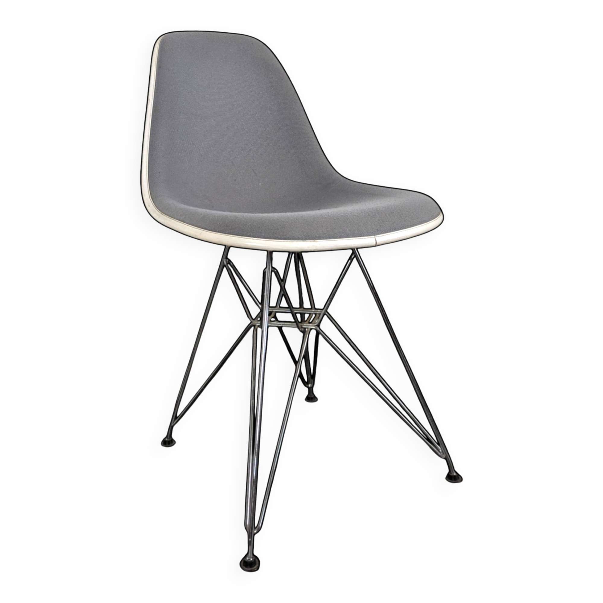 Chaise Vitra Eames DSR rembourrée grise