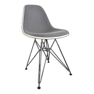 Chaise Vitra Eames DSR rembourrée grise