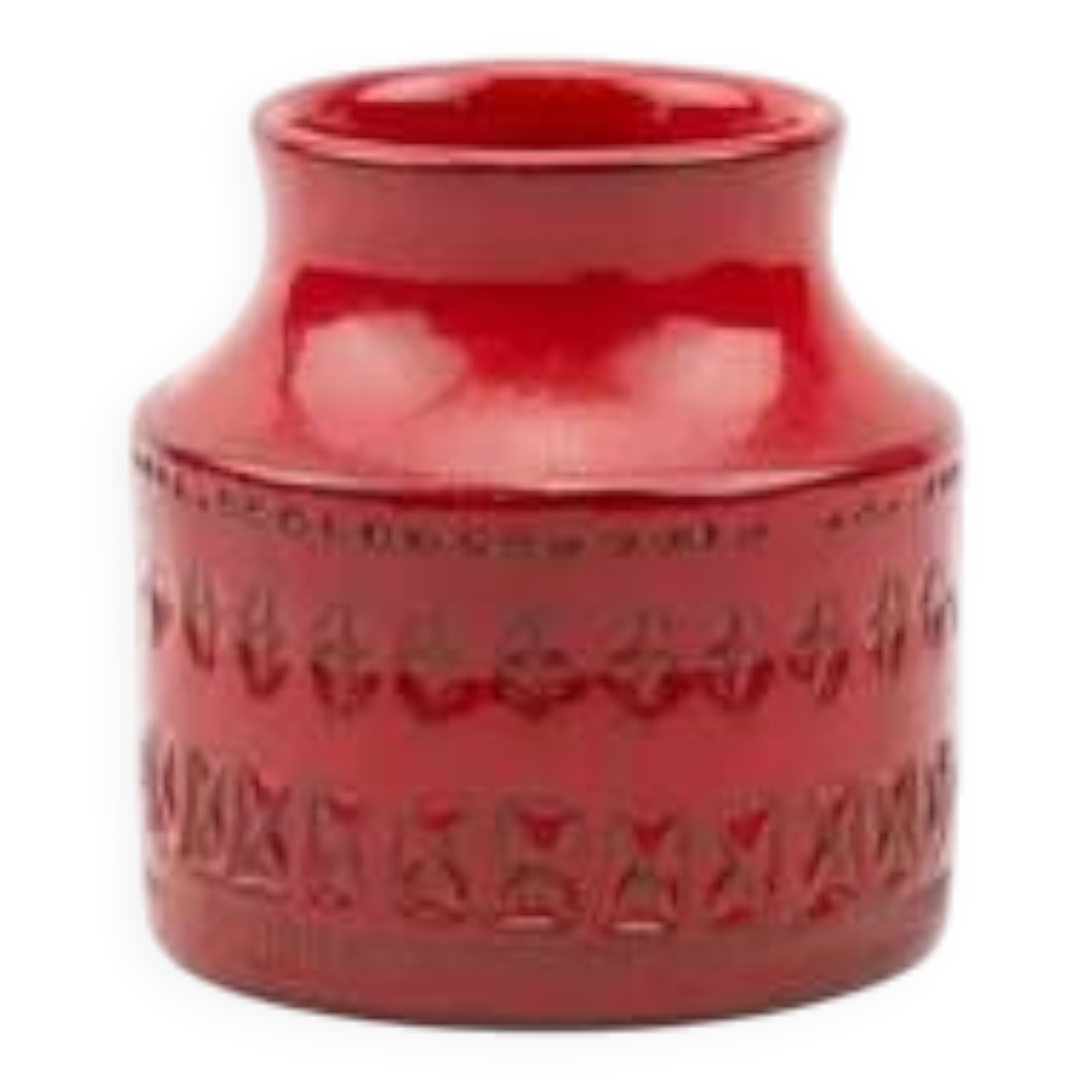 Vintage red ceramic vase by Bitossi, designed by Aldo Londi, Rimini Rosso series.