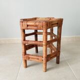 Vintage side table in bamboo and rattan 70s