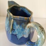 Enamelled ceramic pitcher signed alpho
