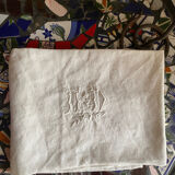 Large white cotton tea towel with damask thread.
