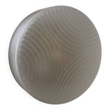 Vintage wall lamp in pressed molded sandblasted glass, France 1960