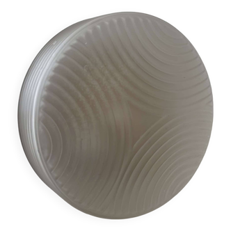 Vintage wall lamp in pressed molded sandblasted glass, France 1960
