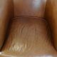 Set of 2 very comfortable light cognac-colored leather club armchairs in English style