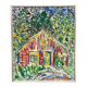 Original Swedish Oil On Canvas – “Red Hut” By Uno F. Svensson – Vintage & Framed – 68 × 57 Cm (26.8" × 22.4")