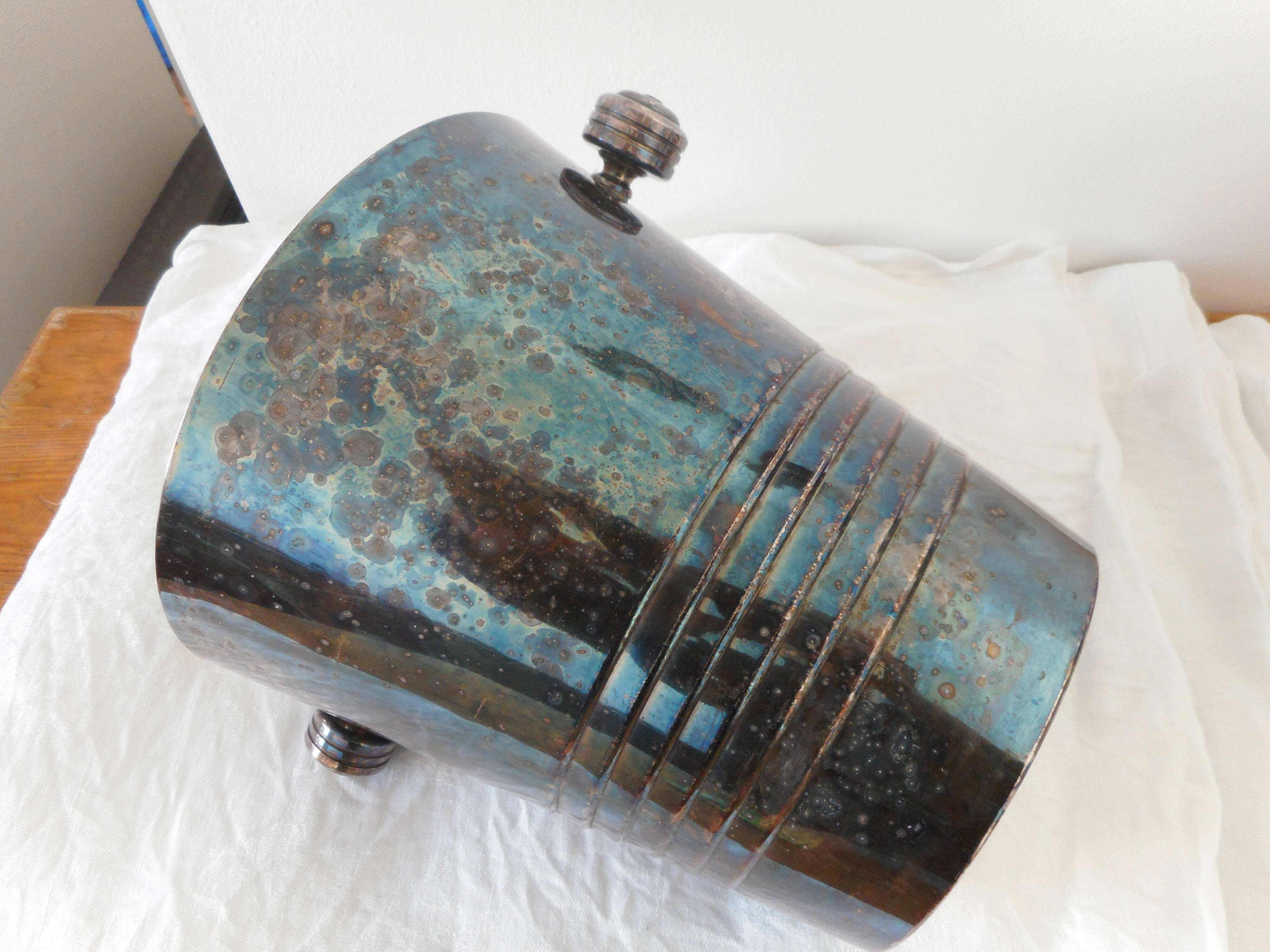 Silver metal champagne bucket