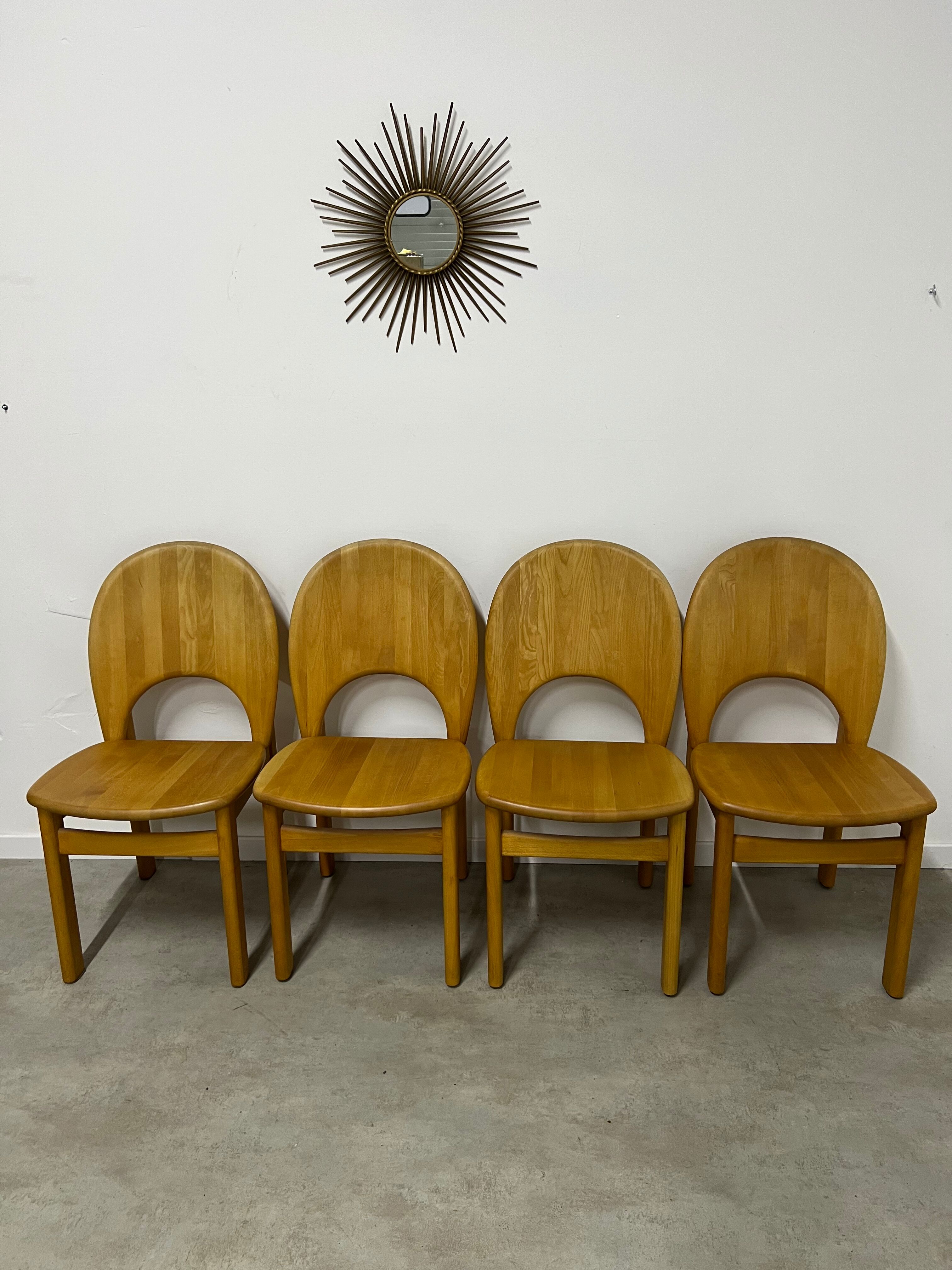 Lot de 4 chaises scandinave möbelfabrik glostrup orme massif vintage 70