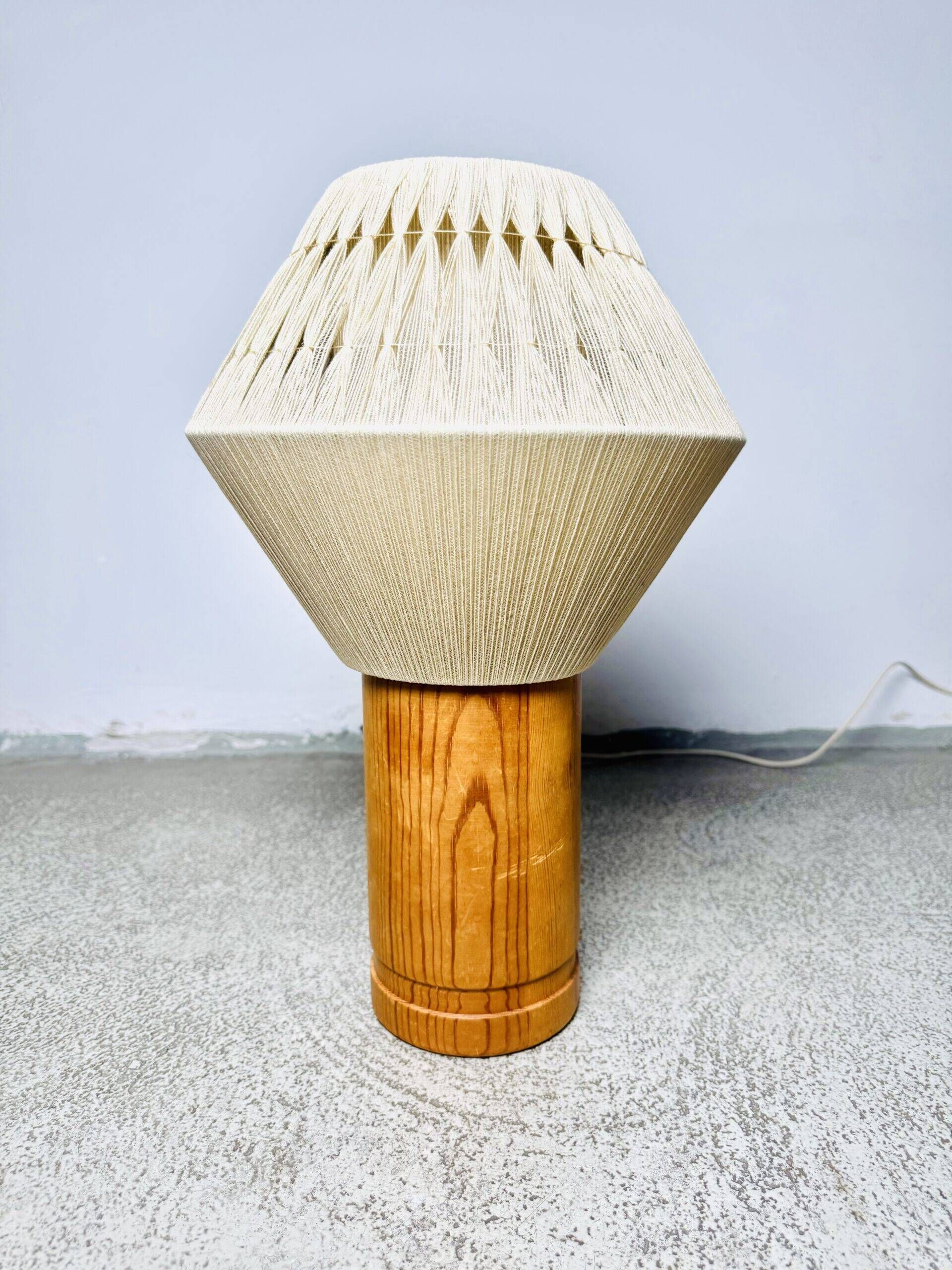B-243 Wood & Sisal Table Lamp By Hans-Agne Jakobsson For Ab Ellysett, Sweden 1960S