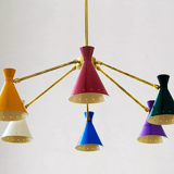 Lustre  6 bras articulable multicolore