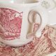 Service à café   en faience rouge , vintage , Swiss Landscape , Italie
