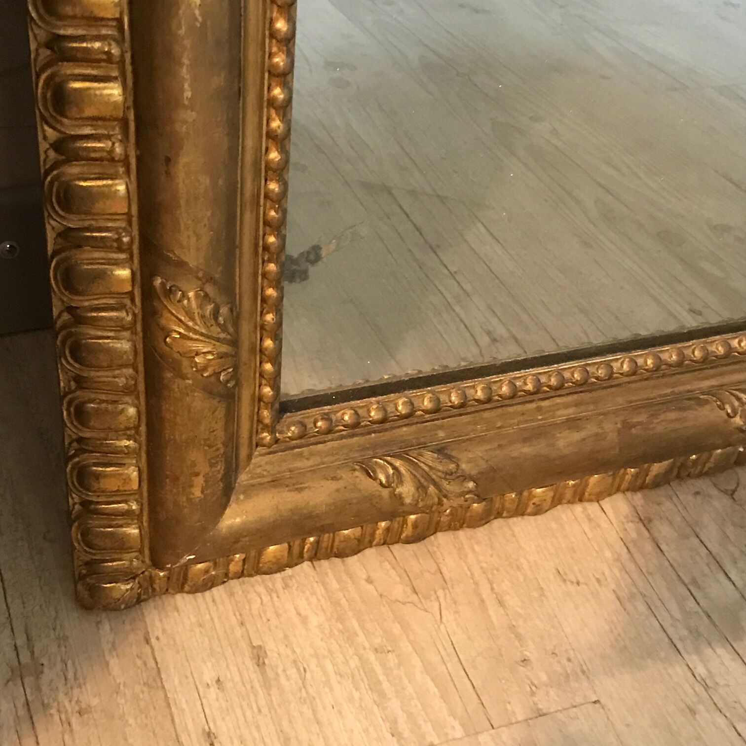 Golden wood mirror - 140x88cm