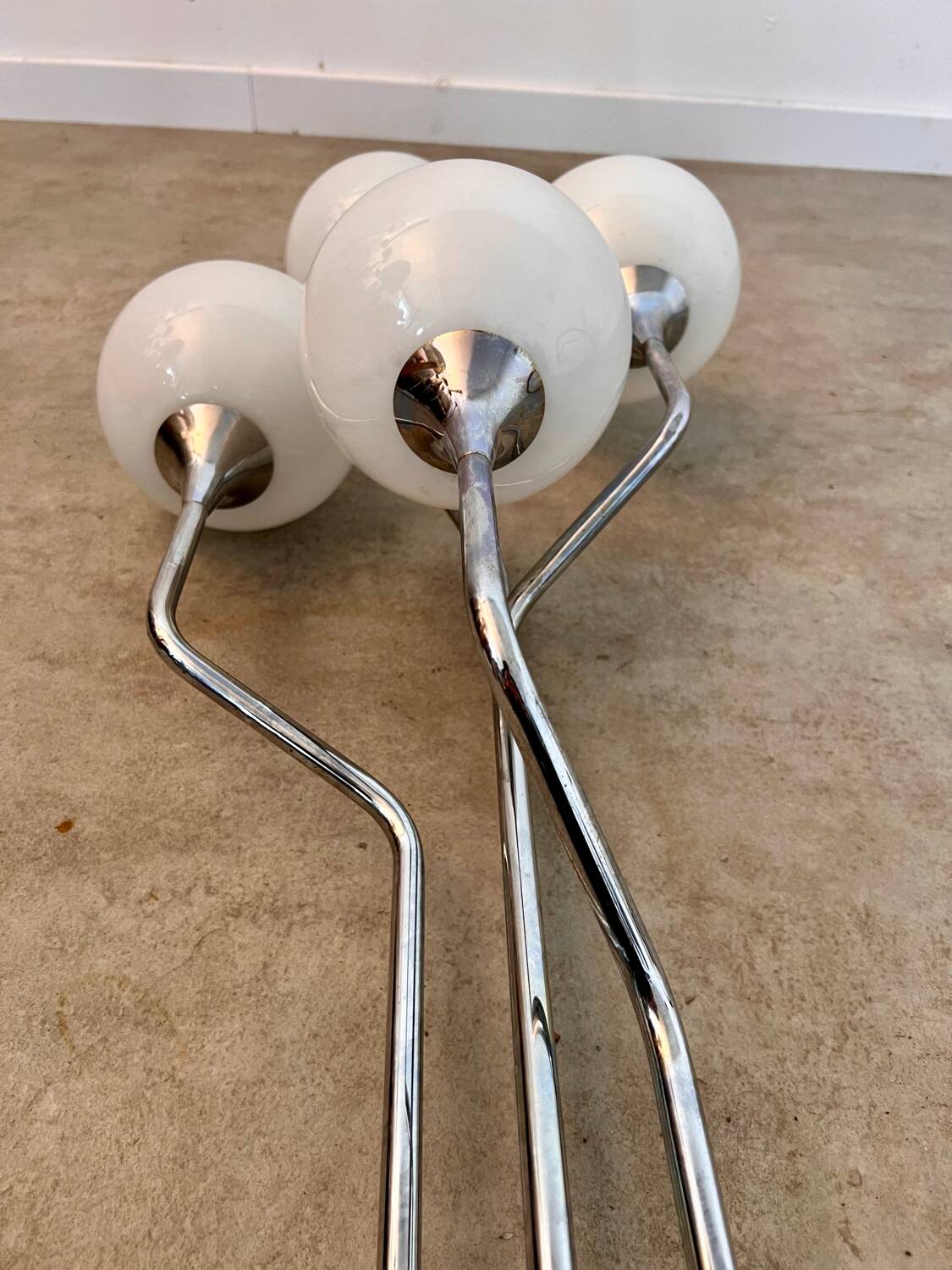 Old metal table lamp Italian design Gioffredo REGGIANI 70s vintage 4 lights