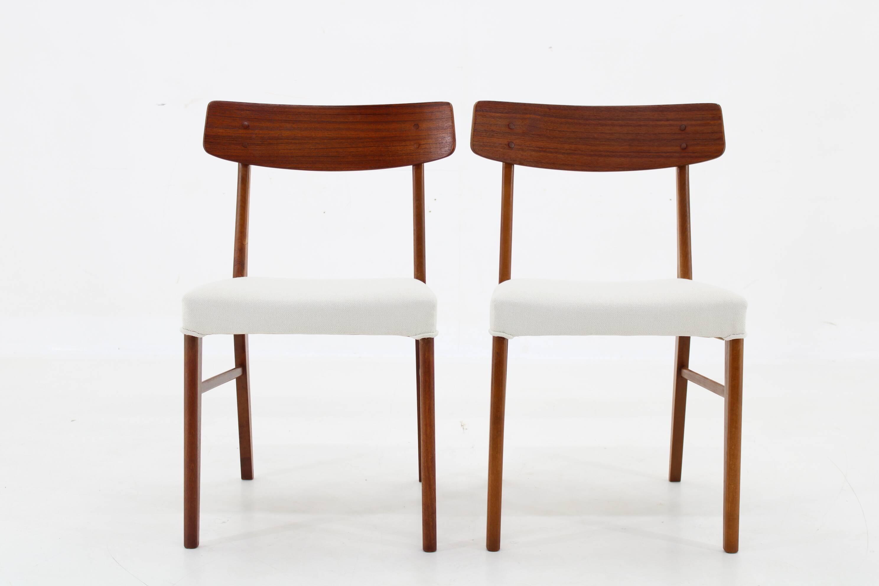 1960s Pair of Danish Teak Chairs, Restored
