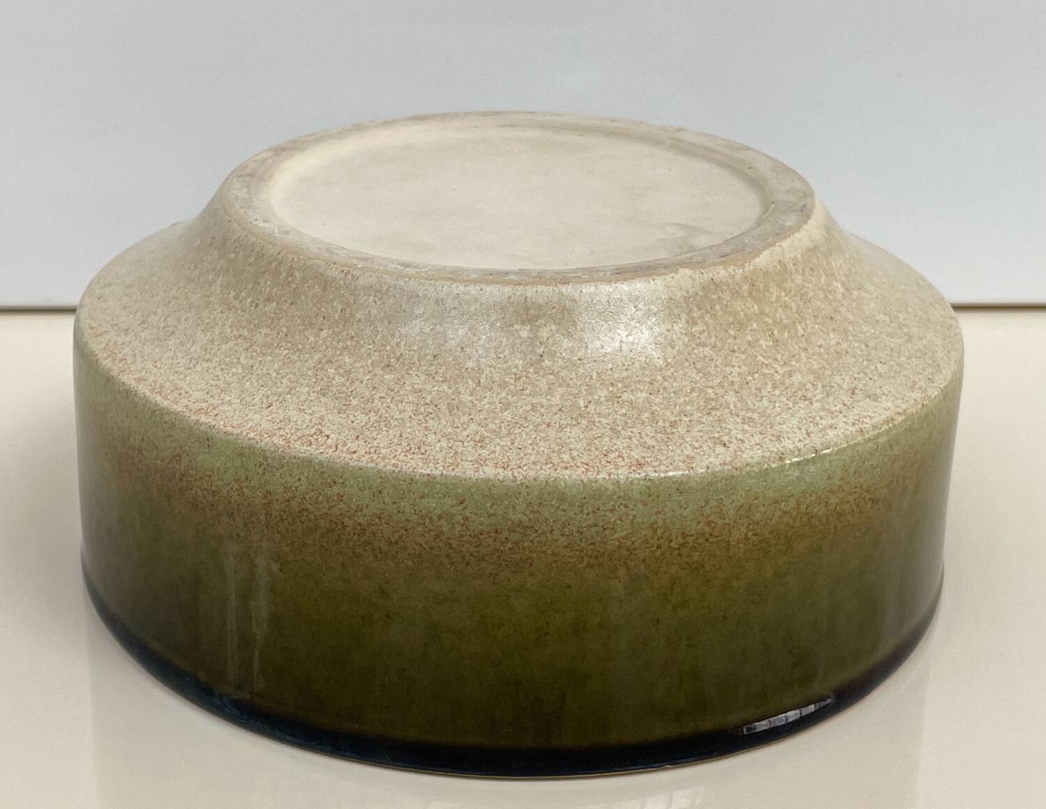 Large vintage ceramic bowl in olive green enamel - 1970s