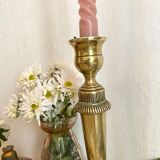 Pair of old gilded brass candlesticks