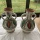 Pair of amphora vase, vintage artisanal and oriental pottery